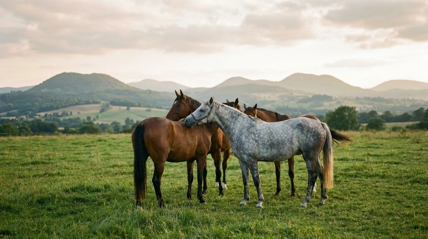 Les chevaux du Ecurie CRD en liberté, Puy-de-Dôme